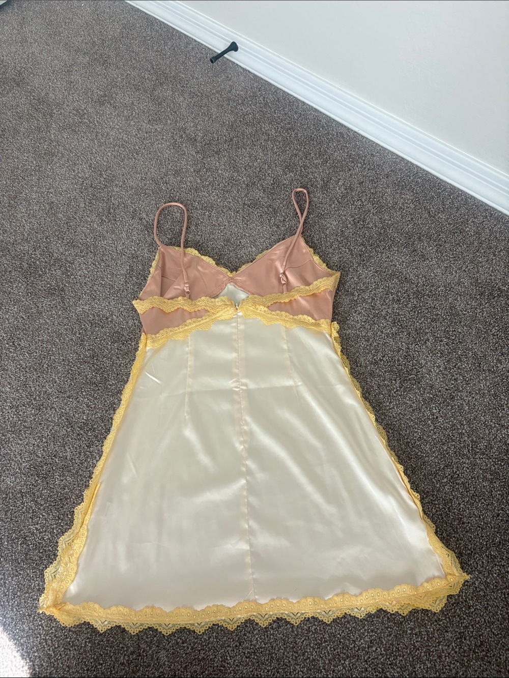 Silky Ivory and Blush Lace Trim Slip Dress - Picture 2 of 2